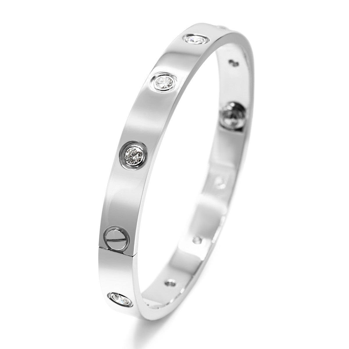Cartier Love Bangle 10 Diamonds Size 16 - 18ct White Gold