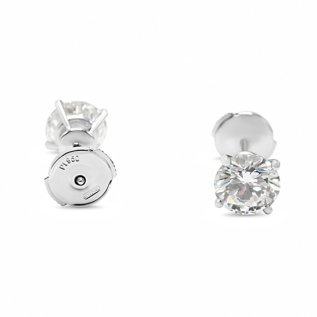 Cartier Solitaire Brilliant Cut Diamond Stud Earrings - Platinum