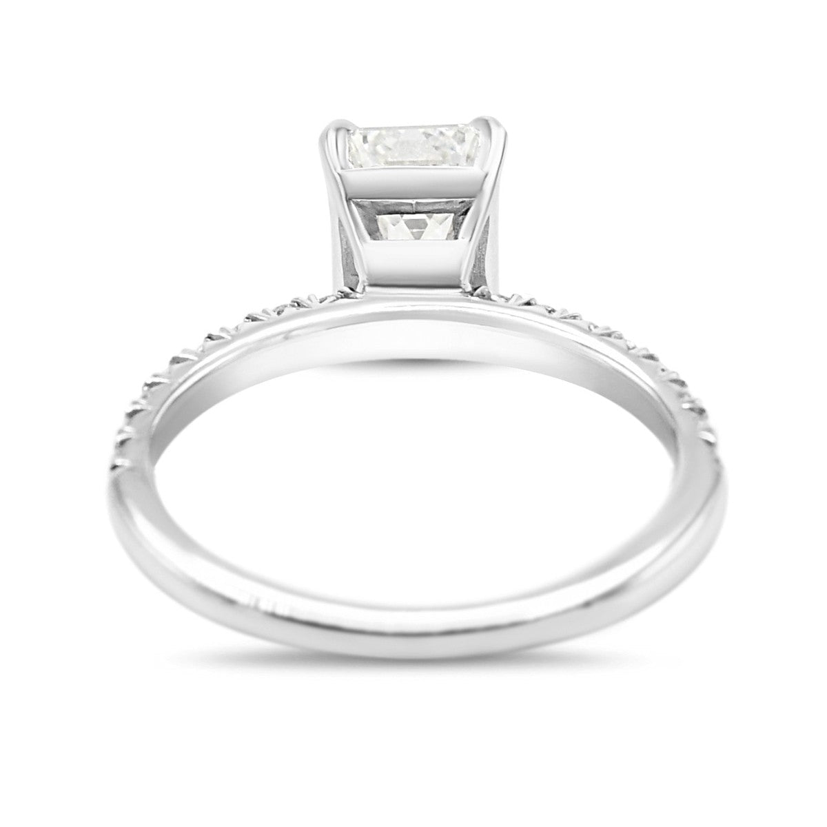 Certificated Emerald Cut Diamond Ring, Diamond Shoulders