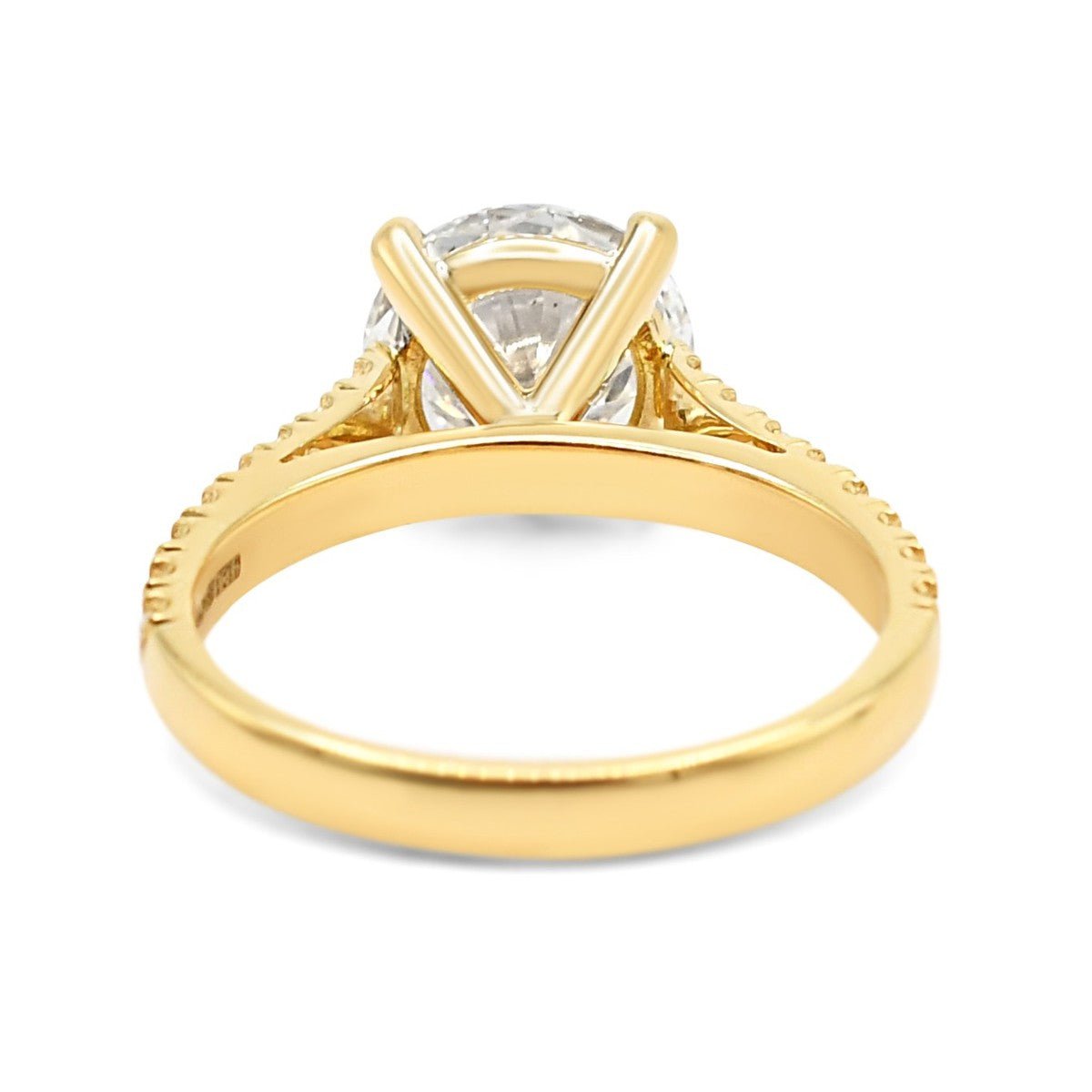 Certificated Solitaire Brilliant Cut Diamond Handmade Ring, Diamond Shoulders - 18ct Yellow Gold