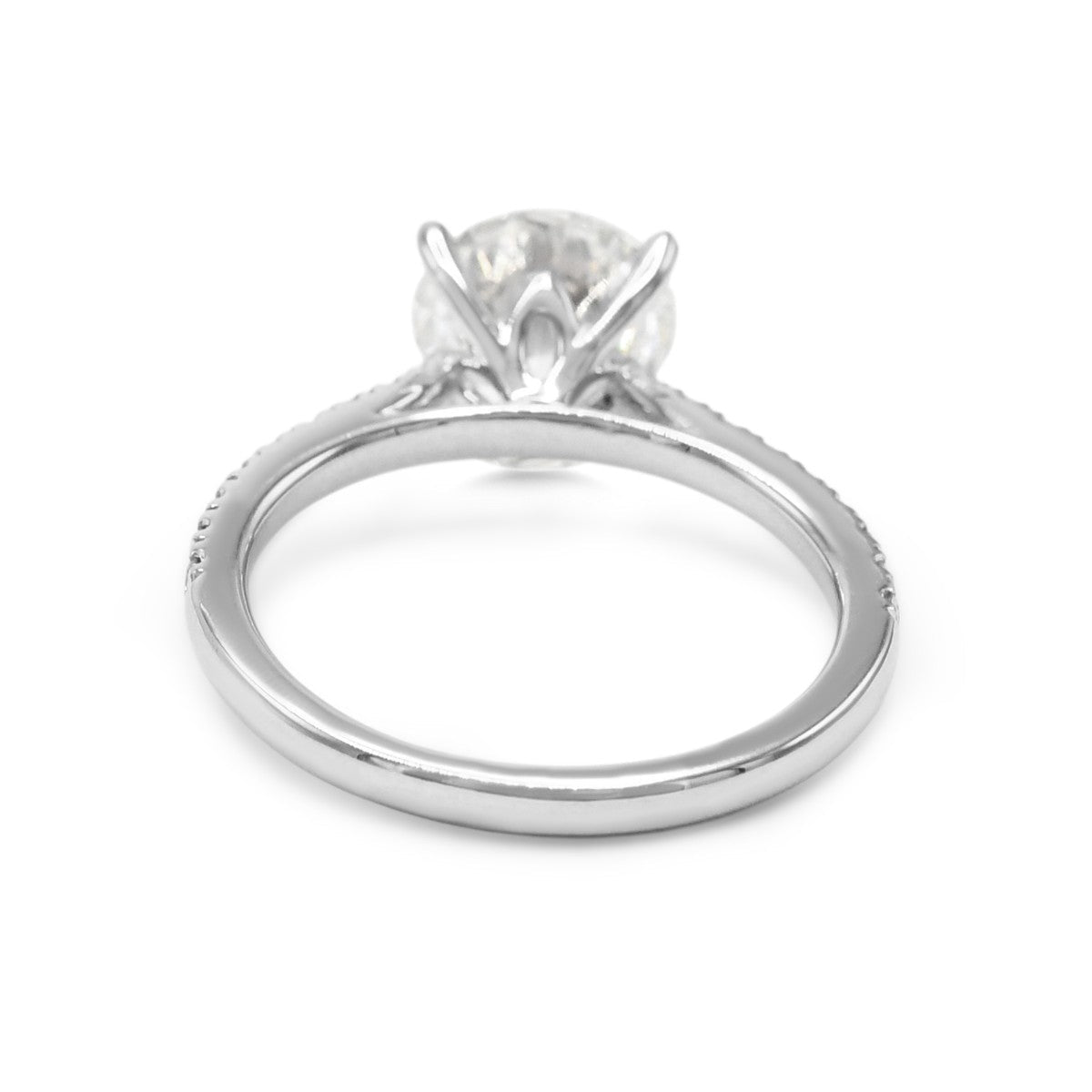 Certificated Solitaire Diamond Ring, Diamond Shoulders - Platinum