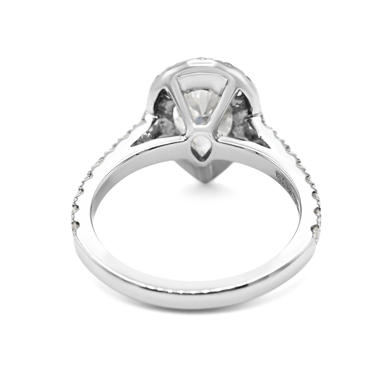 GIA Certificated Pear Brilliant Diamond Halo Ring , Diamond Shoulders