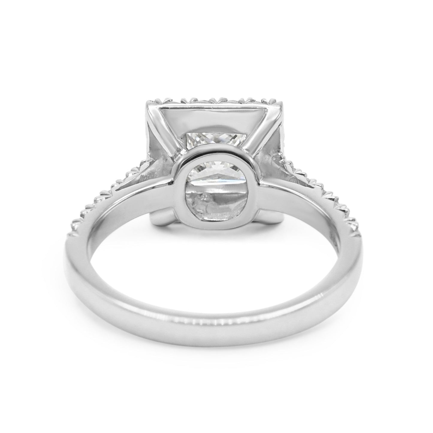 Handmade De Beers Certificated Diamond Halo Ring, Diamond Shoulders