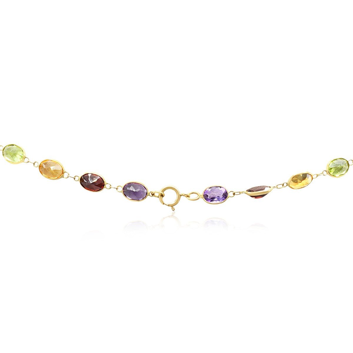 Multi Gem Set 65cm Necklace - 18ct Yellow Gold