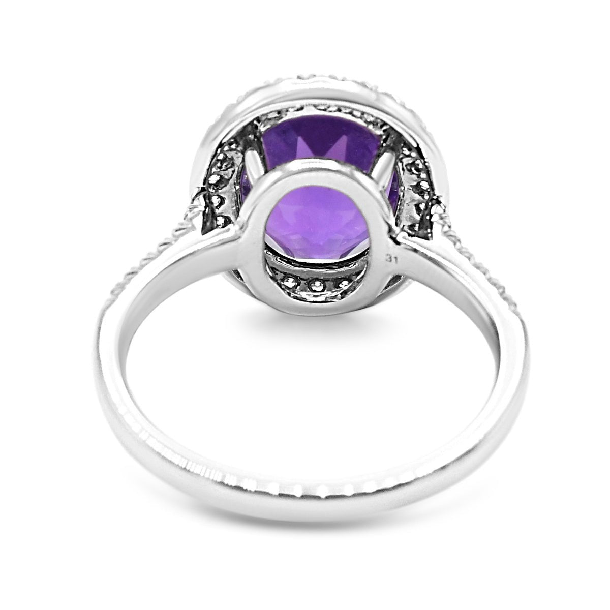 Oval Amethyst & Brilliant Cut Diamond Cluster Ring, Diamond Shoulders
