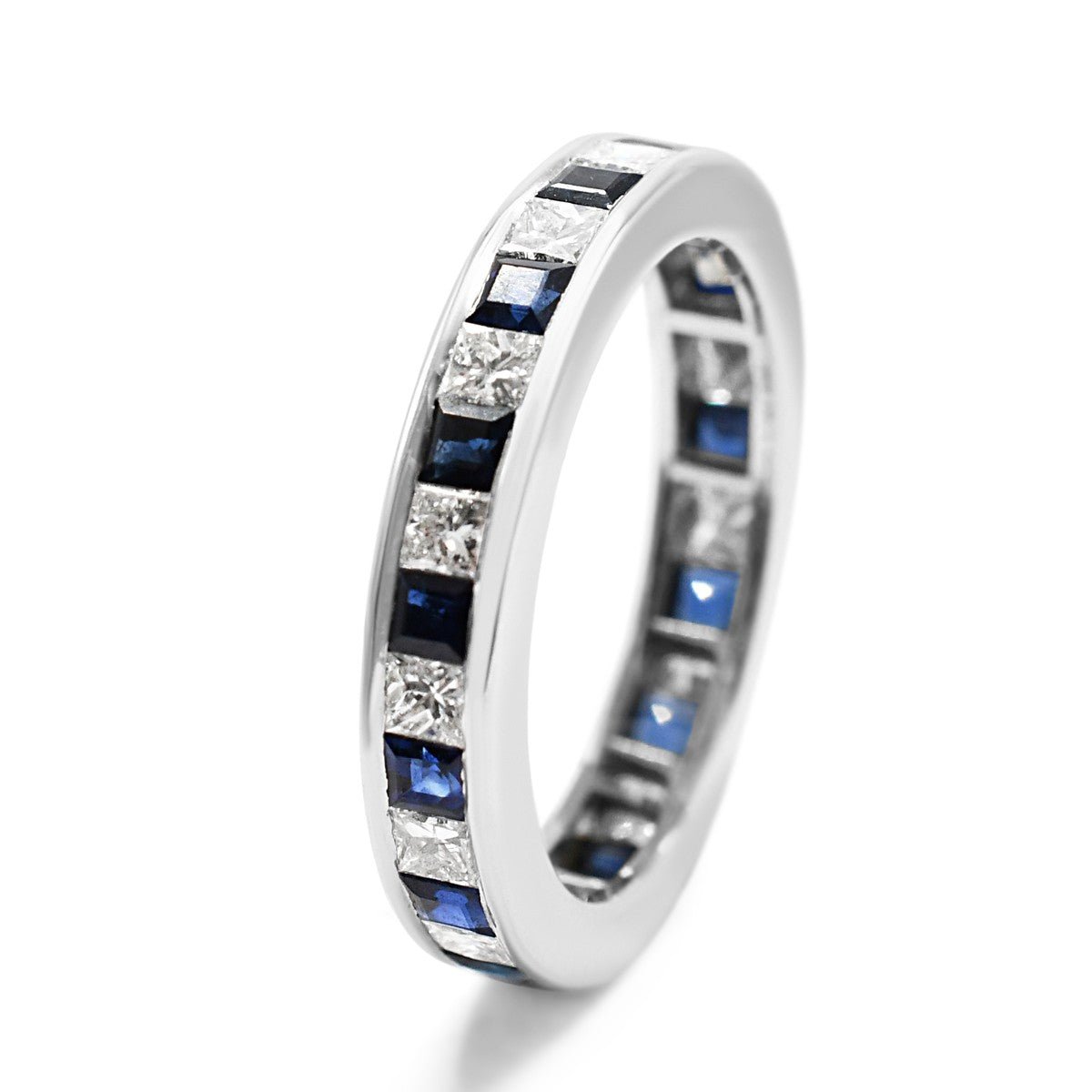 Sapphire & Diamond Full Eternity Ring - 18ct White Gold