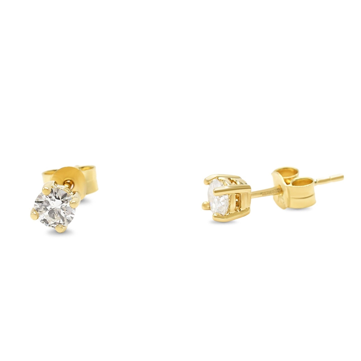 Solitaire Brilliant Cut Diamond Stud Earrings 0.47cts - 18ct Yellow Gold