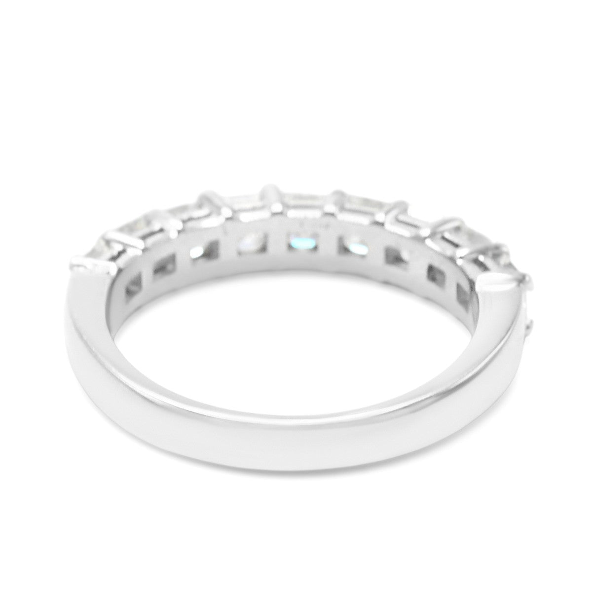 Square Emerald Cut Diamond Nine Stone Half Hoop Ring-Platinum