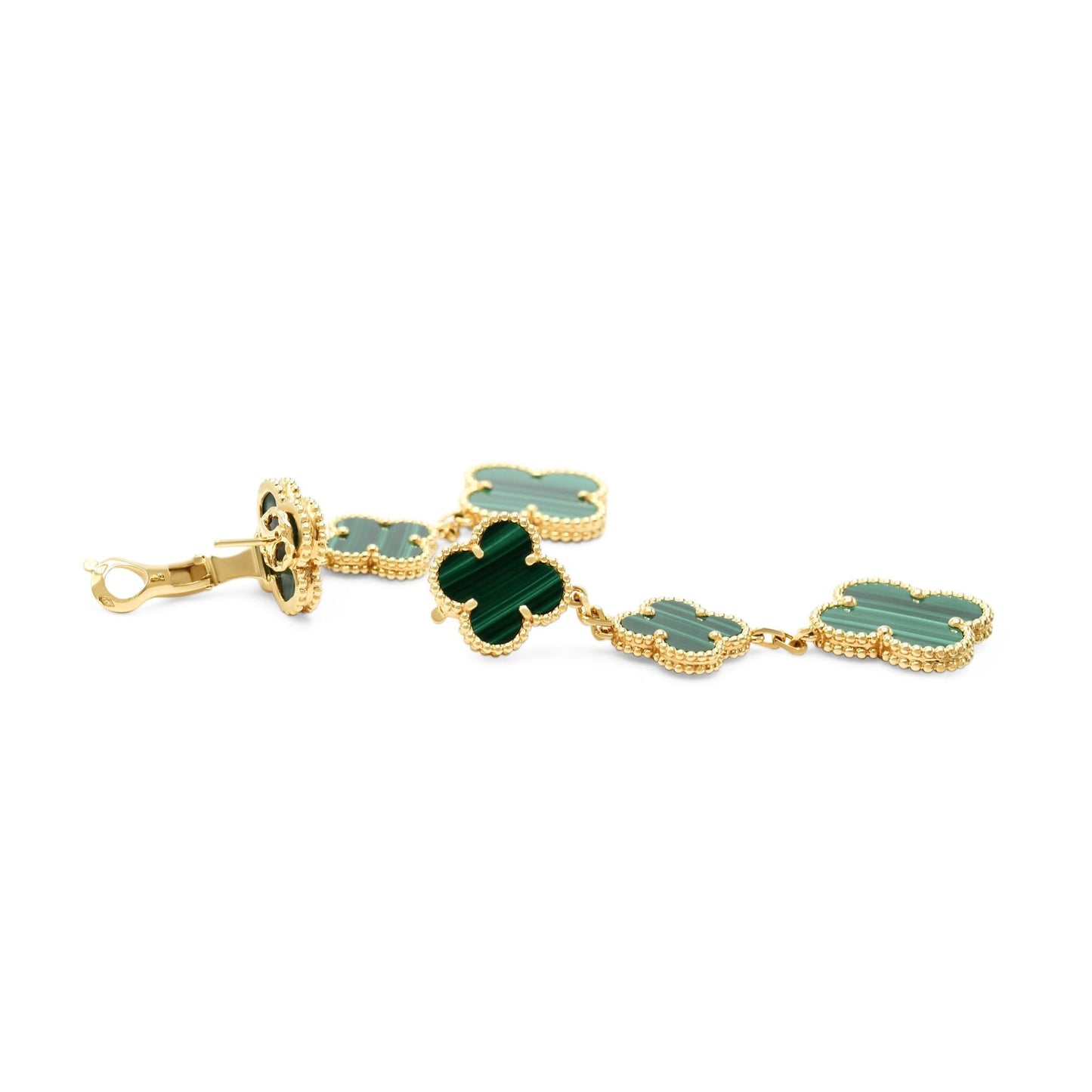 Van Cleef & Arpels Magic Alhambra Malachite Earrings, 3 Motifs