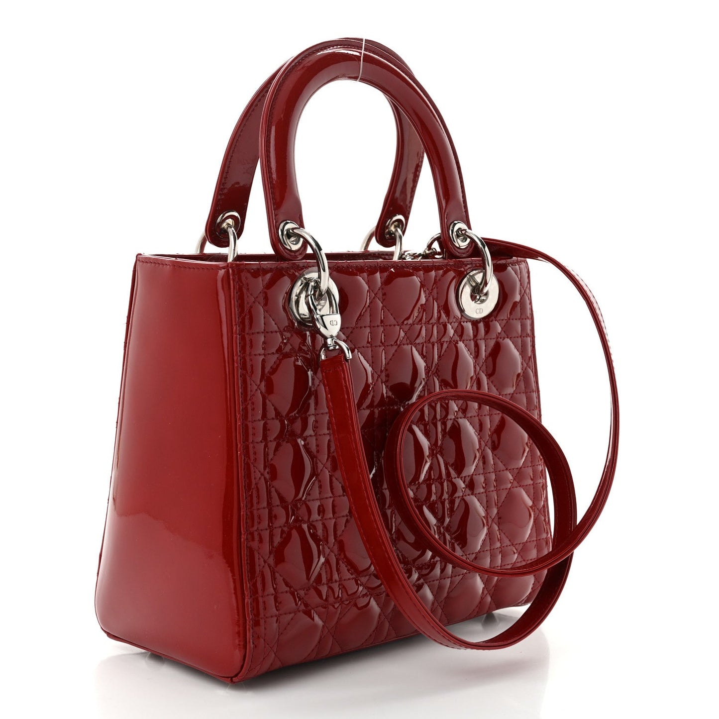 Christian Dior Patent Cannage Medium Lady Dior Red