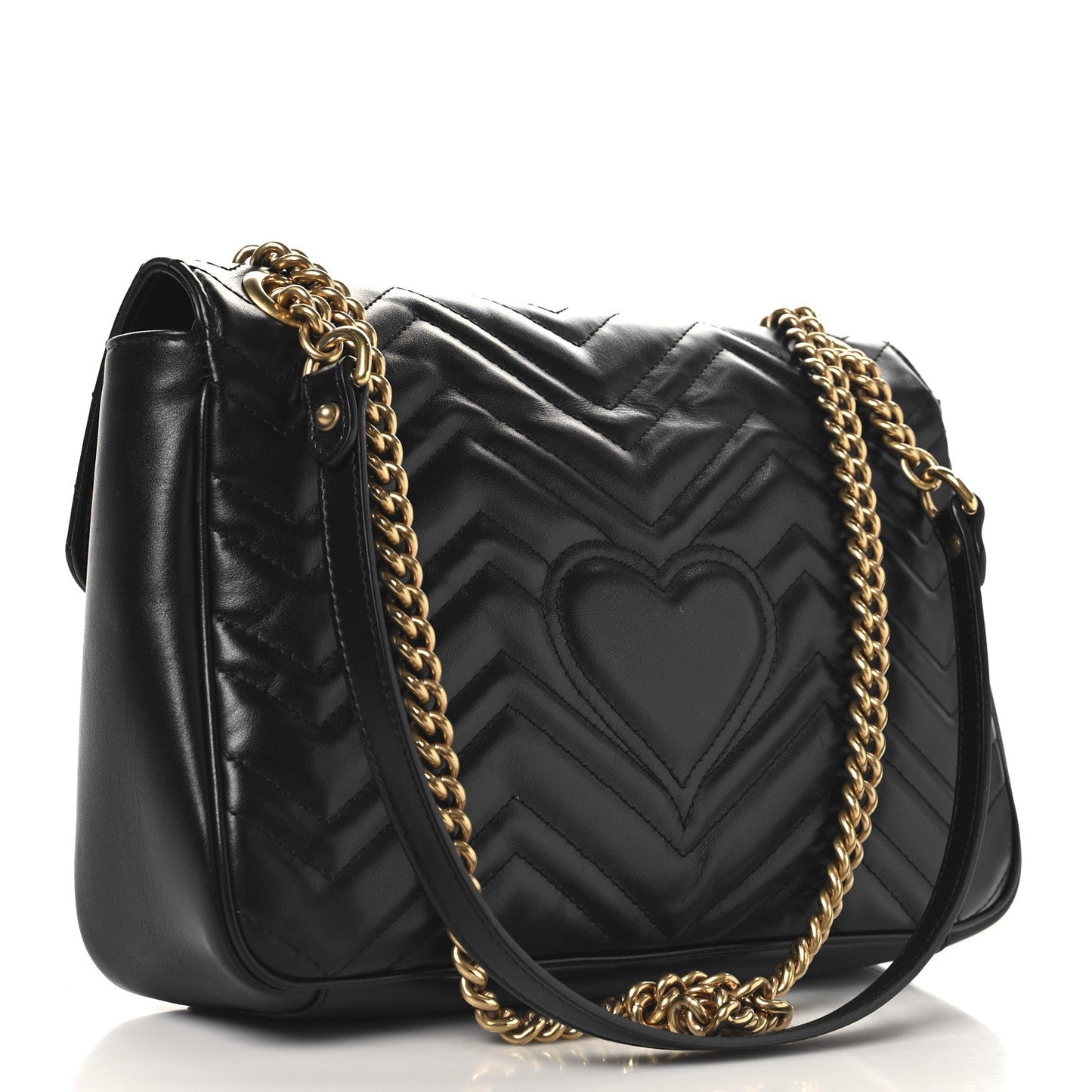 Gucci Calfskin Matelasse Medium GG Marmont Shoulder Bag Black