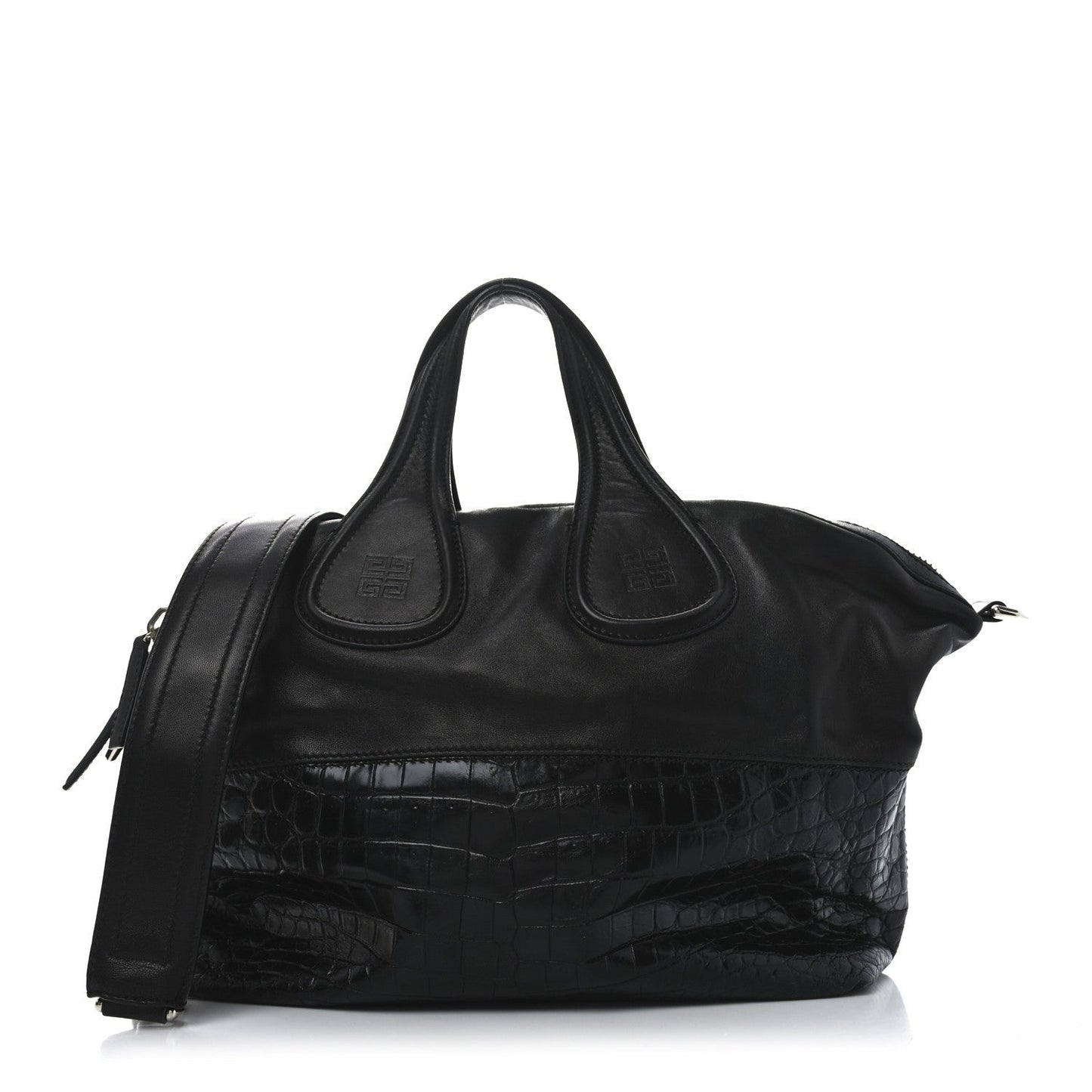 Givenchy Calfskin Crocodile Embossed Medium Nightingale Black