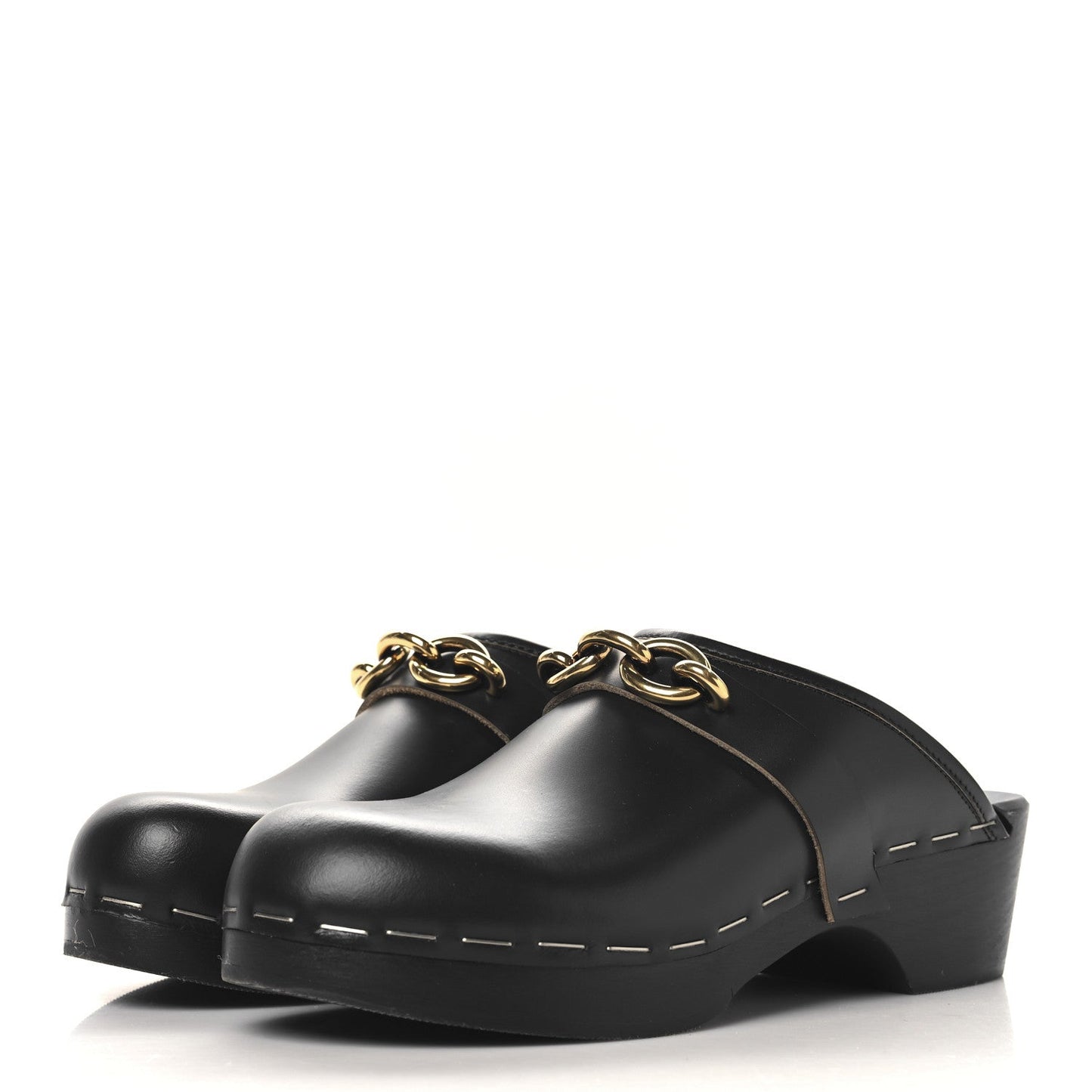 Saint Laurent Smooth Calfskin Le Maillon Clogs 39 Black