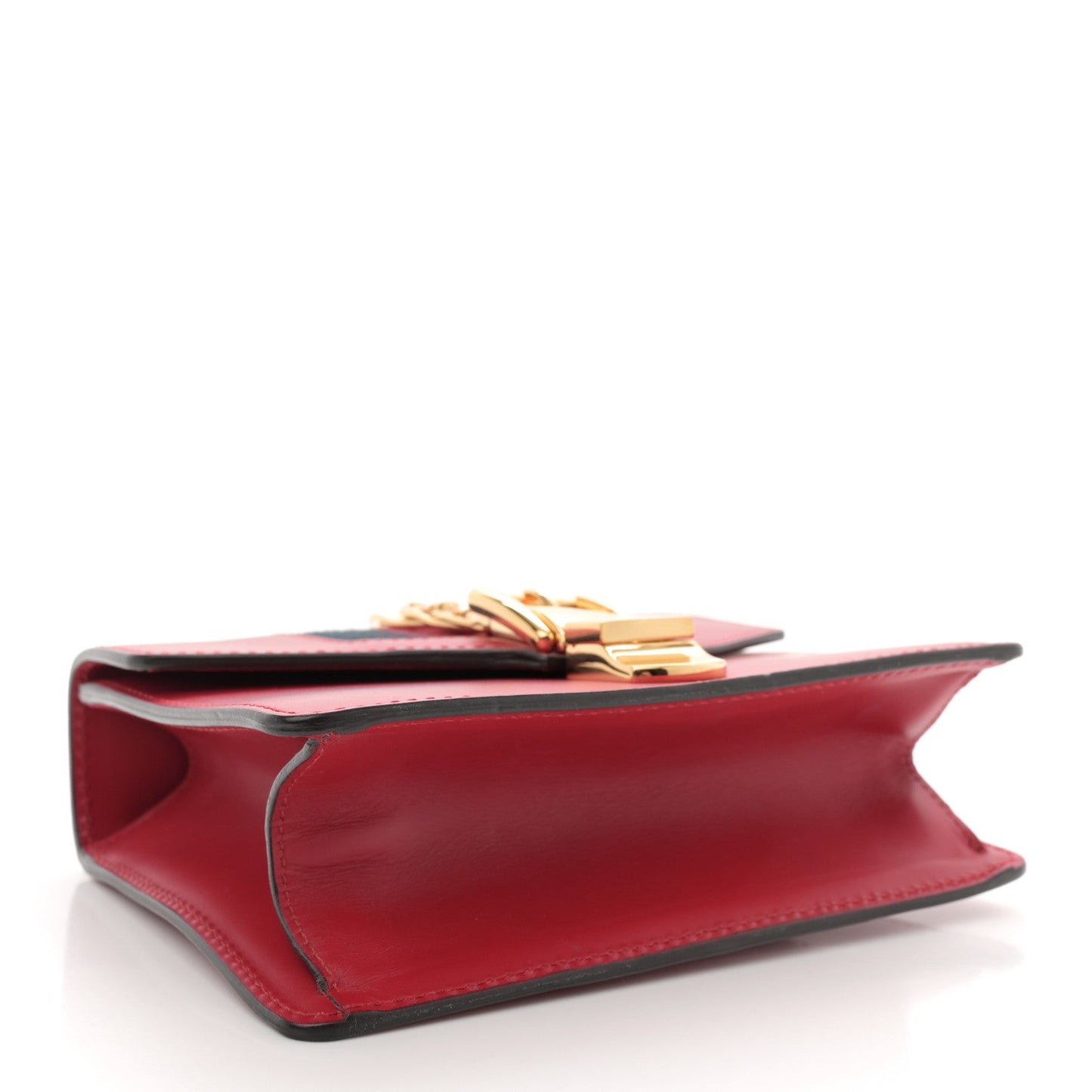 Gucci Calfskin Mini Sylvie Chain Shoulder Bag Hibiscus Red