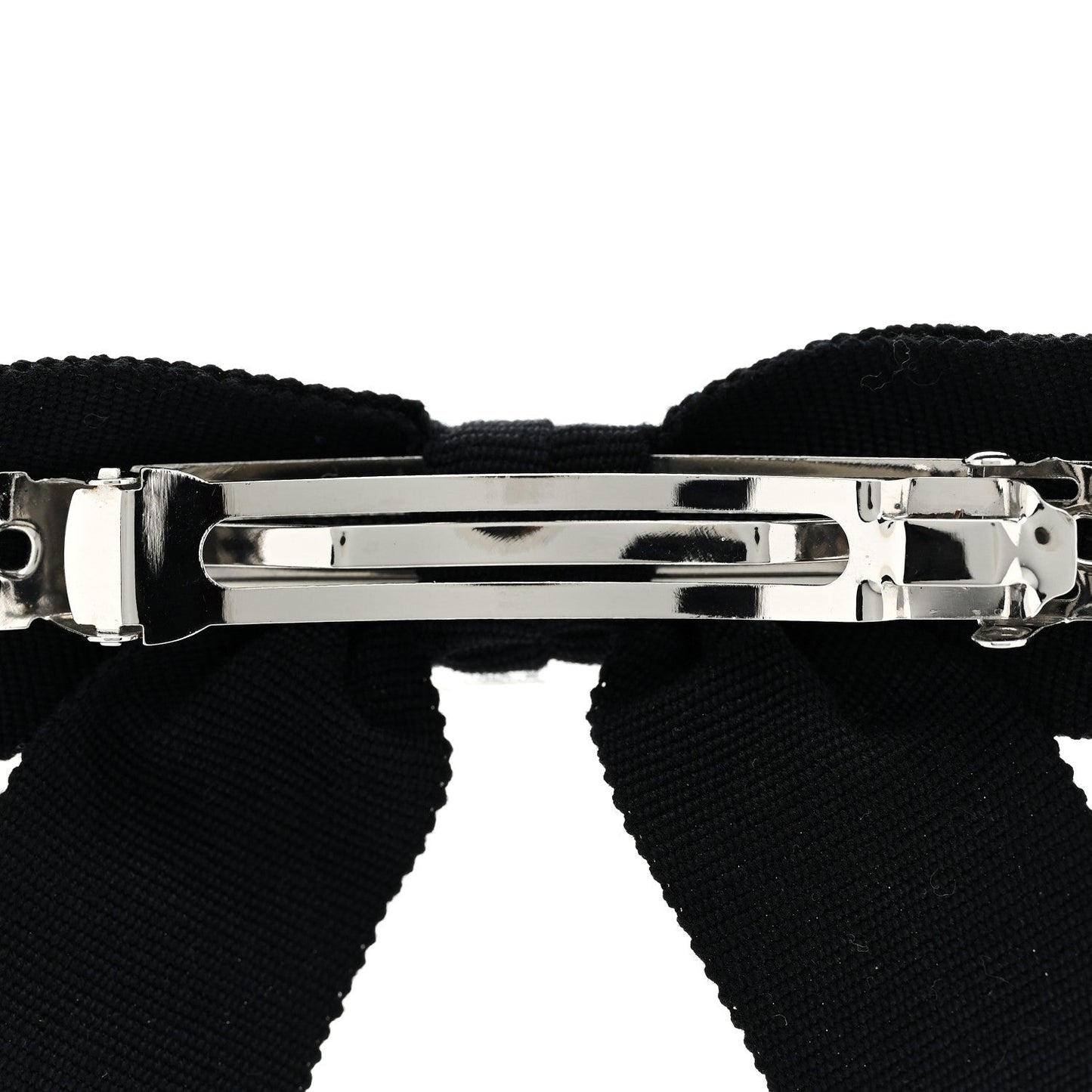 Chanel Grosgrain Bow CC Hair Clip Black