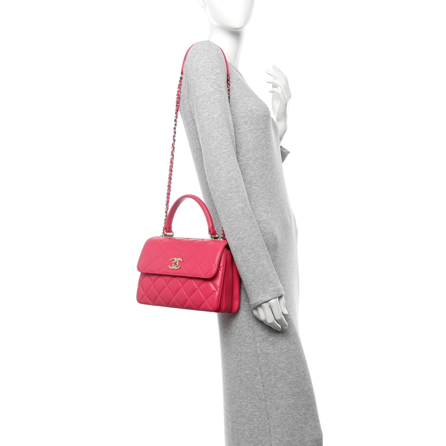 Chanel Lambskin Quilted Small Trendy CC Flap Dual Handle Bag Dark Pink