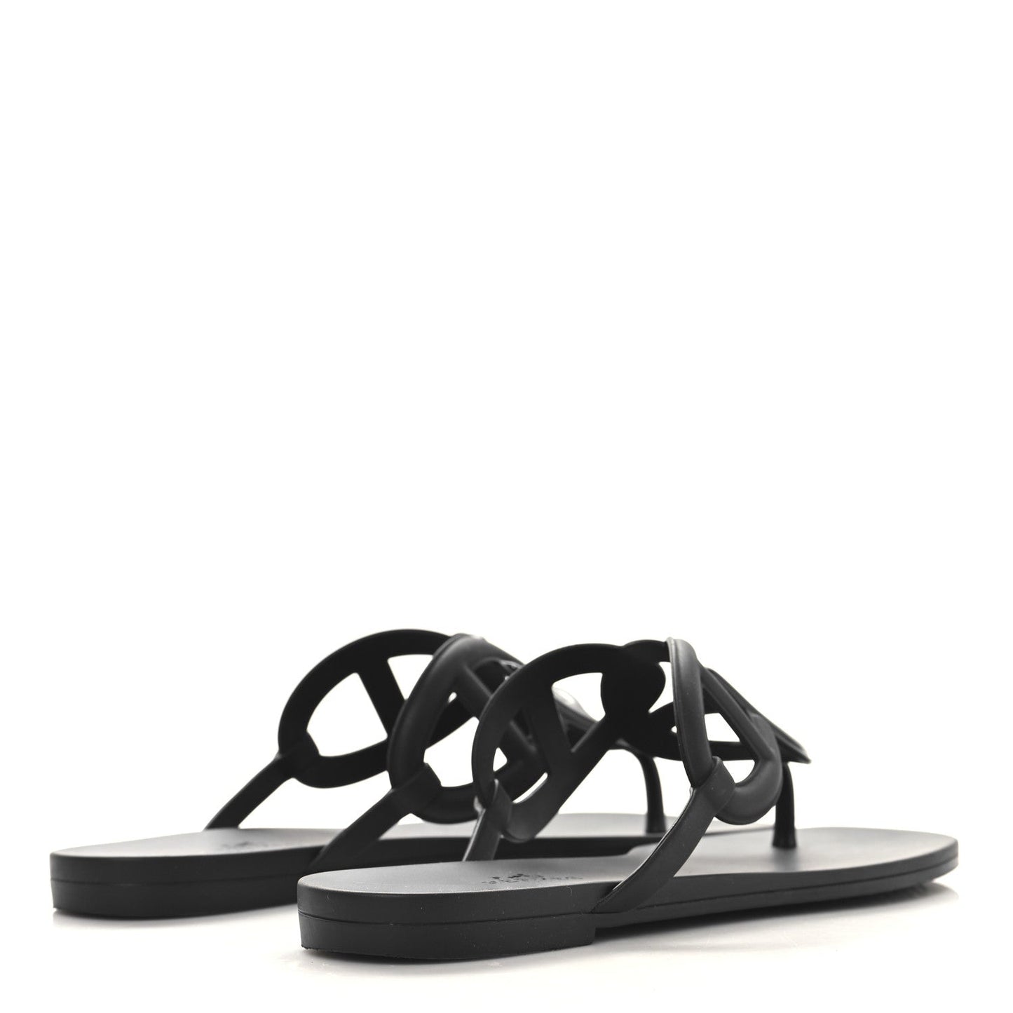 Hermes Rubber Womens Egerie Sandals 37 Black