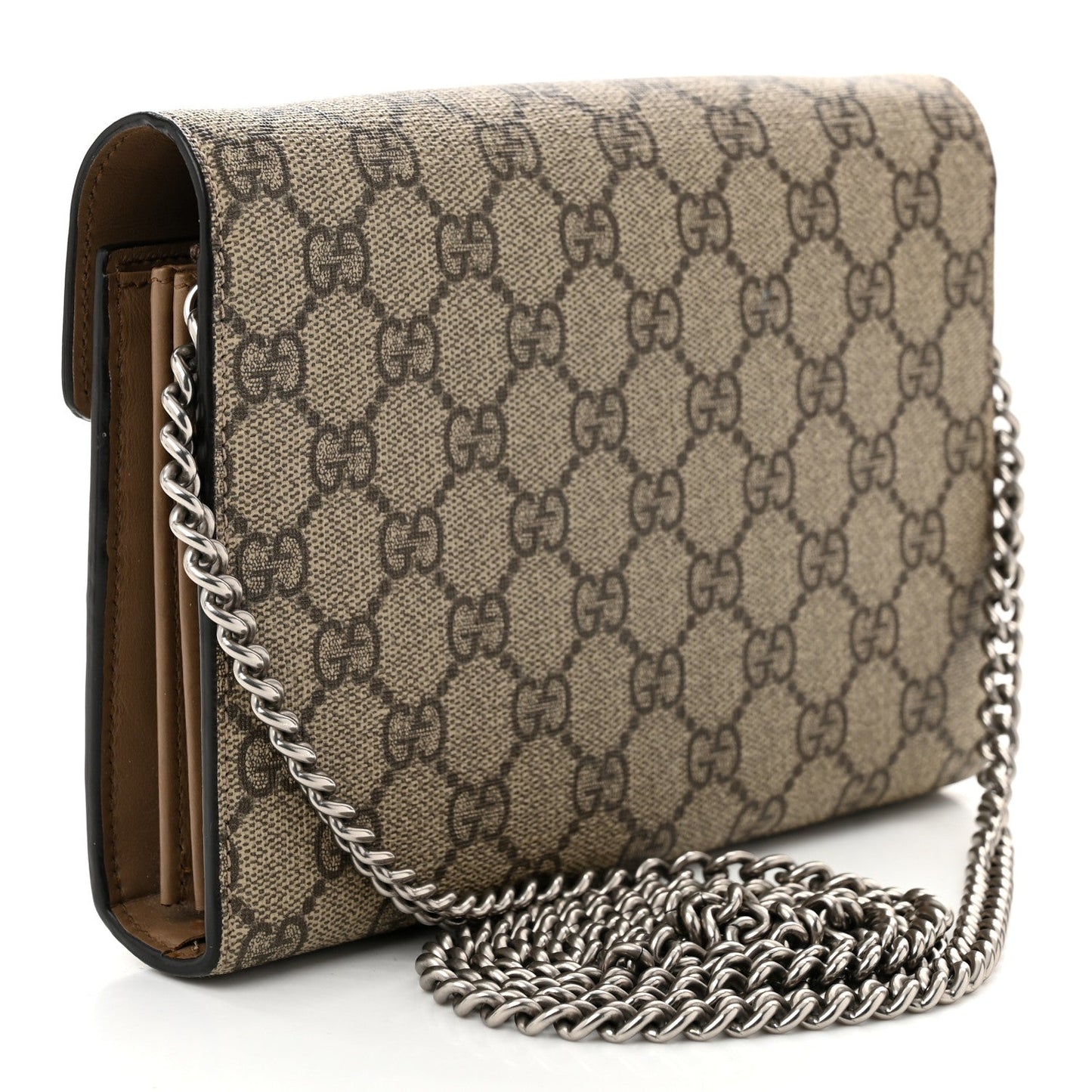 Gucci GG Supreme Monogram Mini Dionysus Chain Wallet Beige Taupe