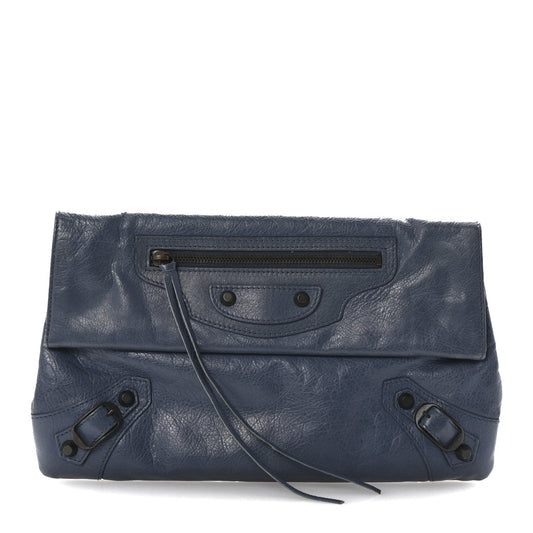 Balenciaga Agneau Classic Hardware Envelope Clutch Bleu Persan