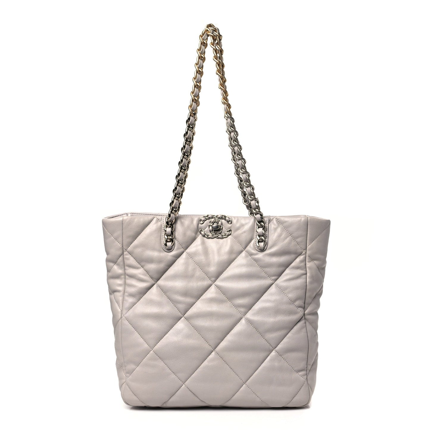 Chanel Lambskin Quilted 19 Shopping Bag Grey