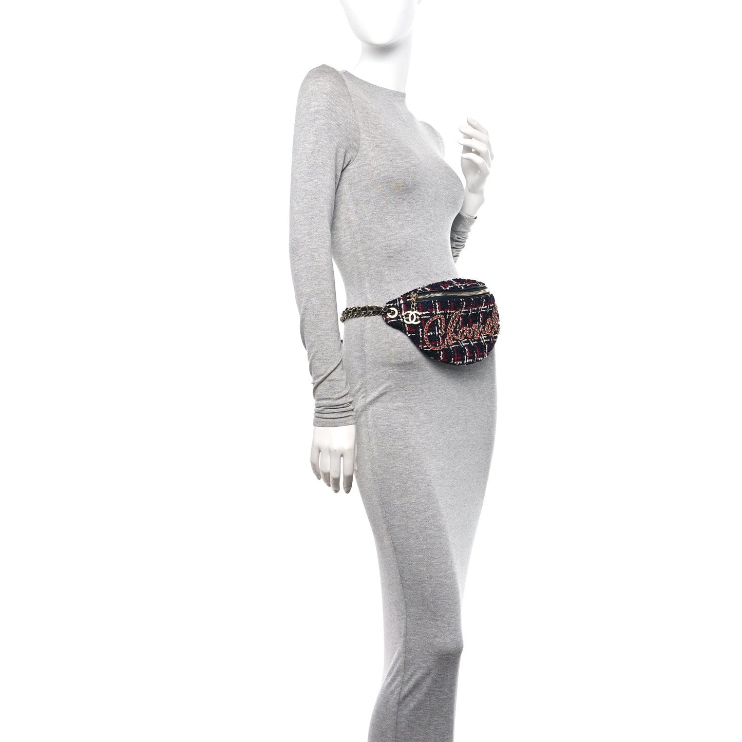 Chanel Tweed Quilted Chain 20s Signe Waist Bag Multicolor