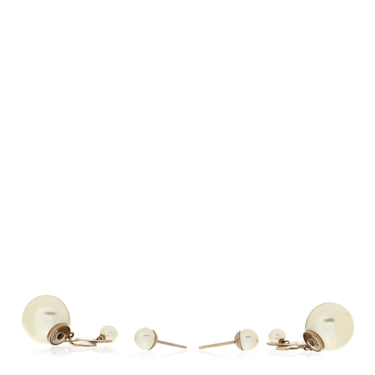 Christian Dior Pearl Butterfly Tribal Earrings Gold