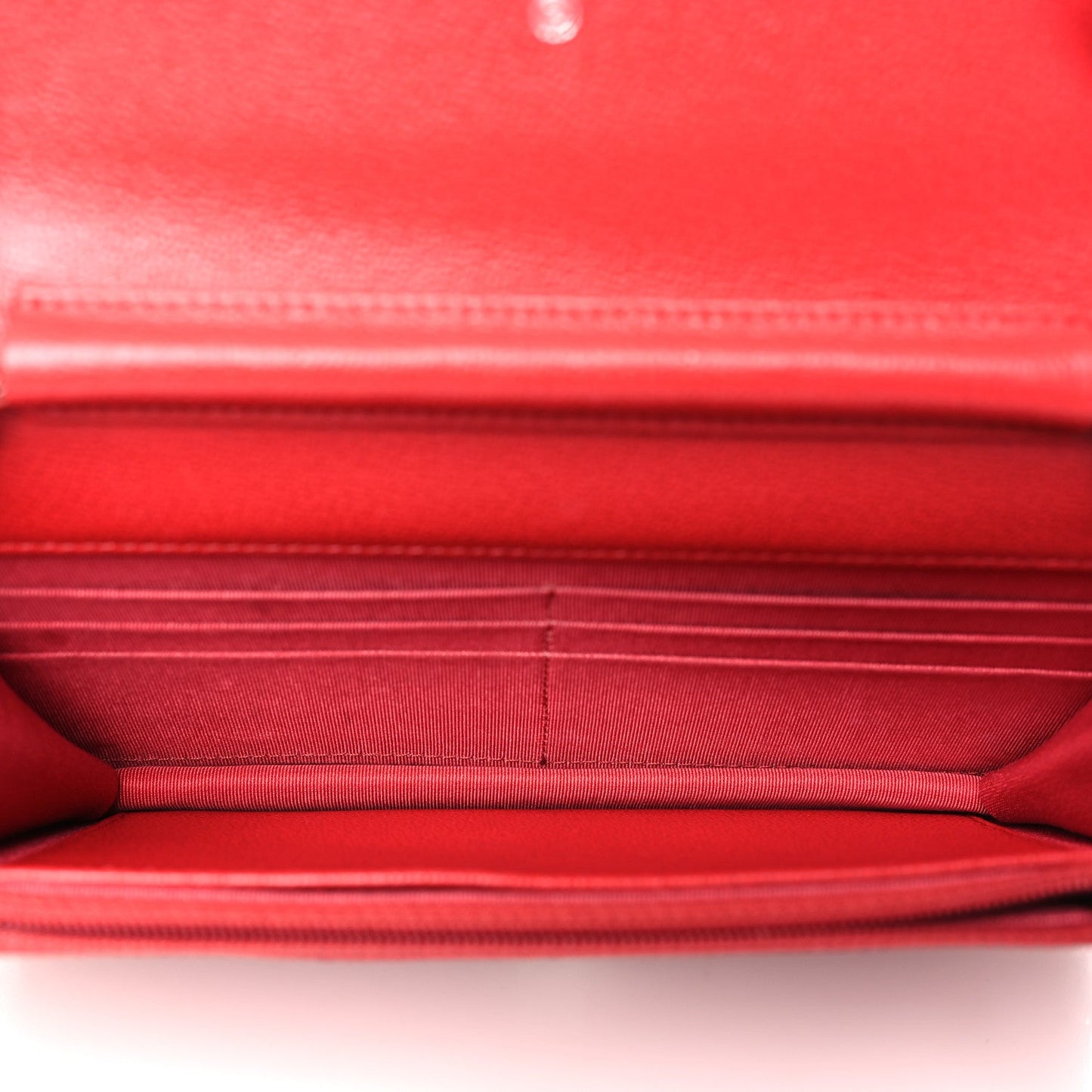 Chanel Grained Calfskin Quilted CC Box Wallet On Chain WOC Red