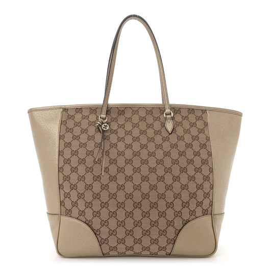 Gucci Monogram Medium Bree Zippered Tote Beige Golden Beige