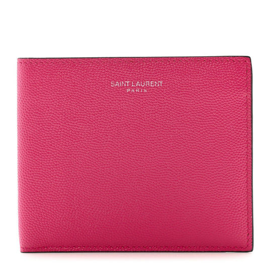 Saint Laurent Grain De Poudre Portefeuille Bi-Fold Wallet Fuchsia