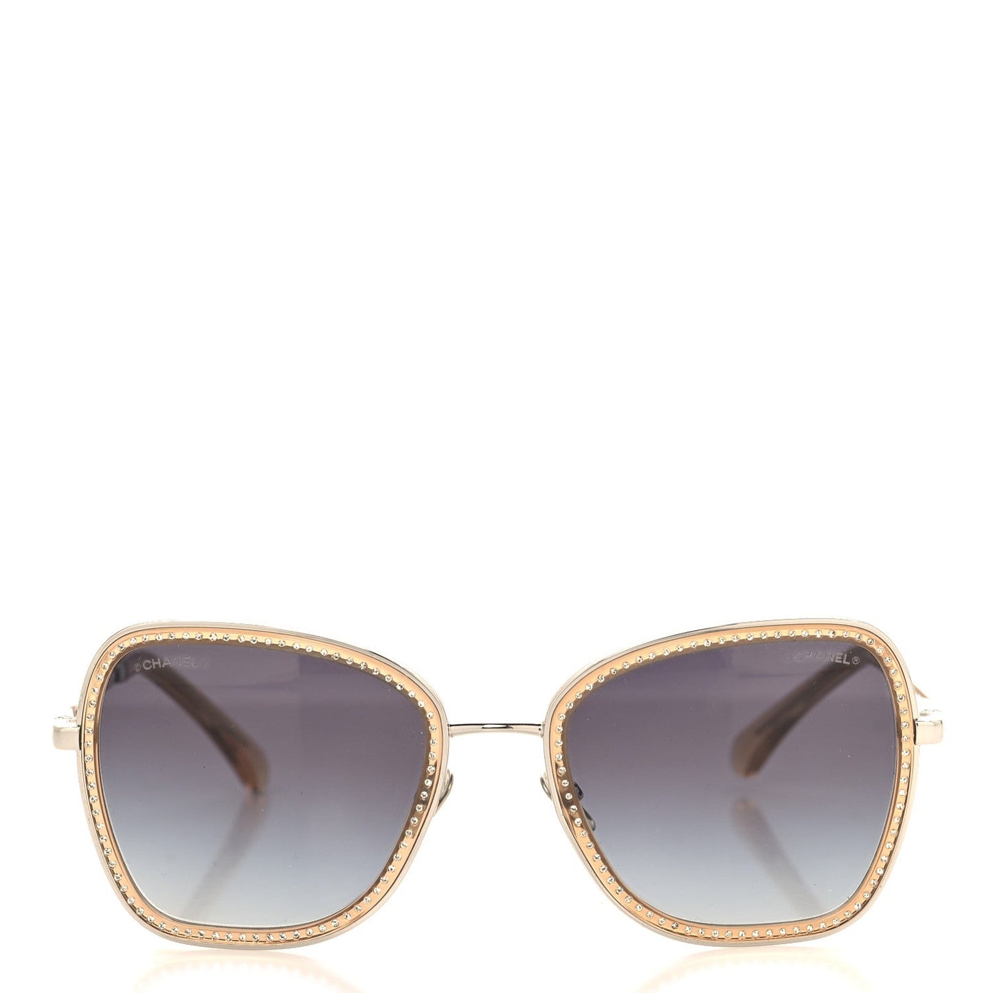 Chanel Square Frame Sequin Sunglasses 4277-B Silver Brown