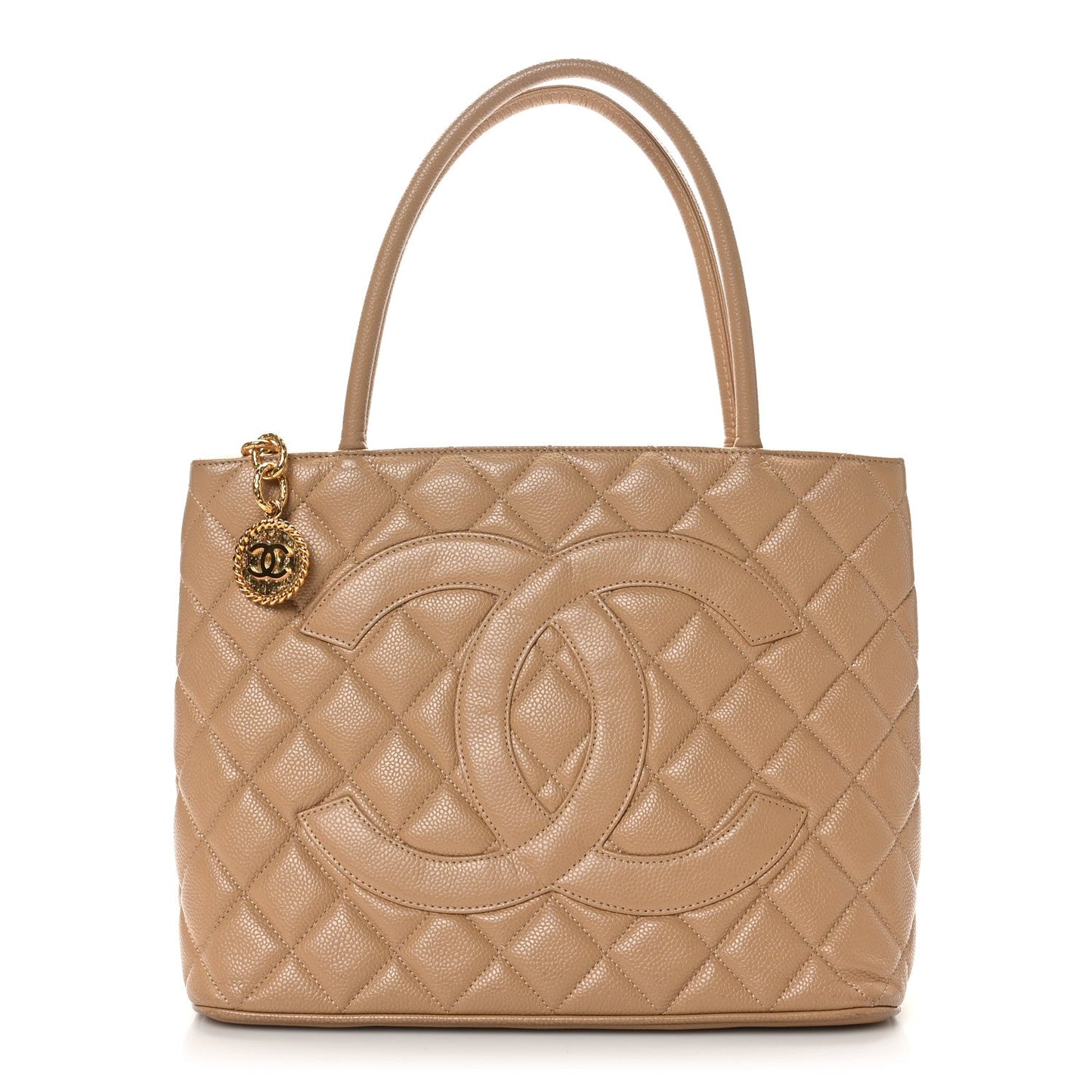 Chanel Caviar Quilted Medallion Tote Beige