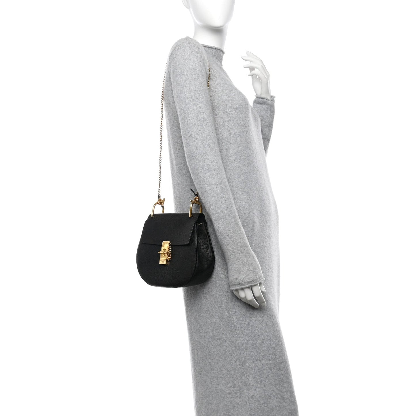 Chloe Grained Lambskin Drew Shoulder Bag Black