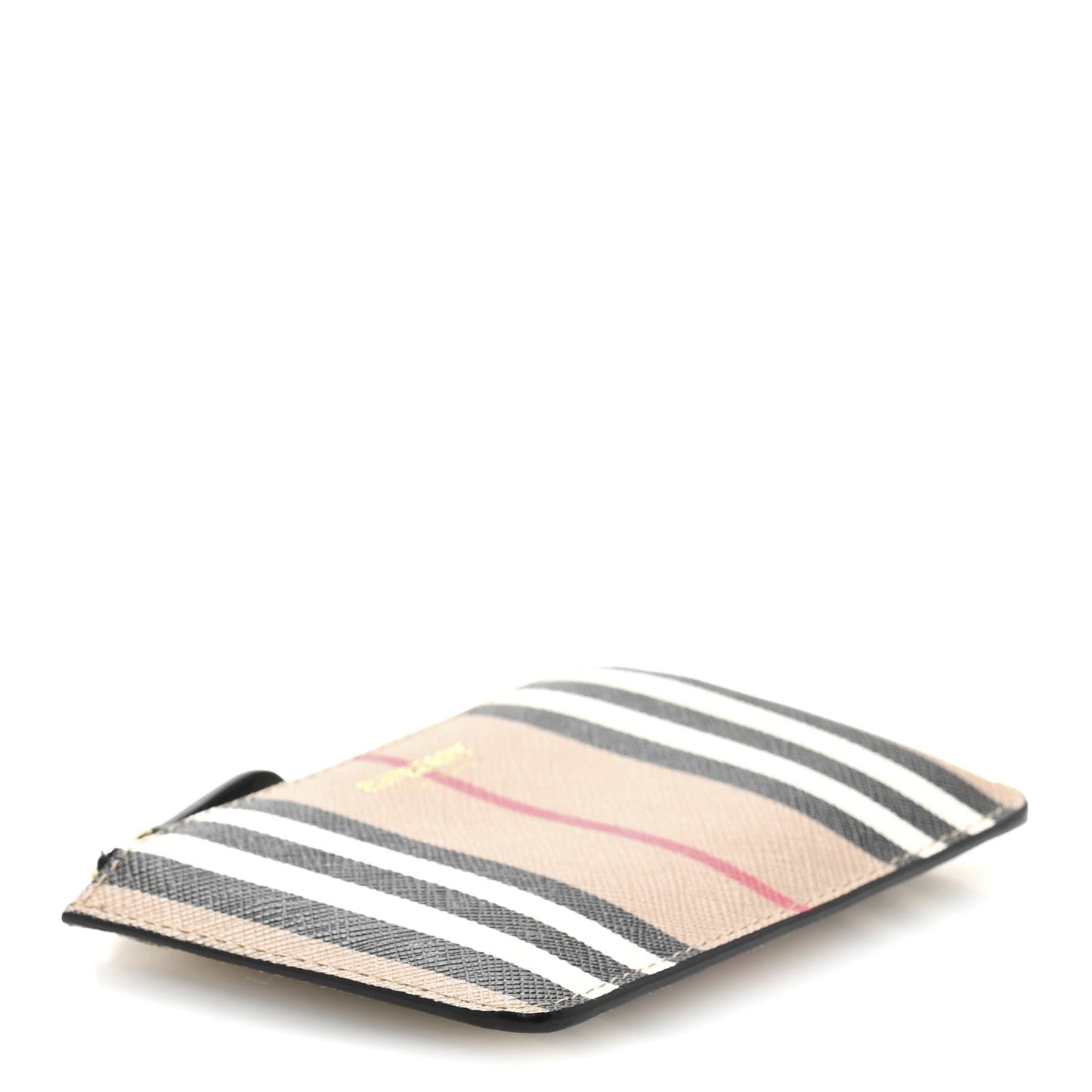 Burberry E-Canvas Calfskin Icon Stripe Zip Coin Case Archive Beige