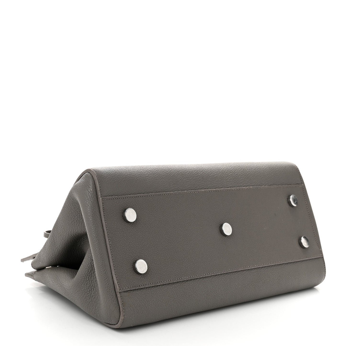 Saint Laurent Grained Calfskin Small Cabas Rive Gauche Fog