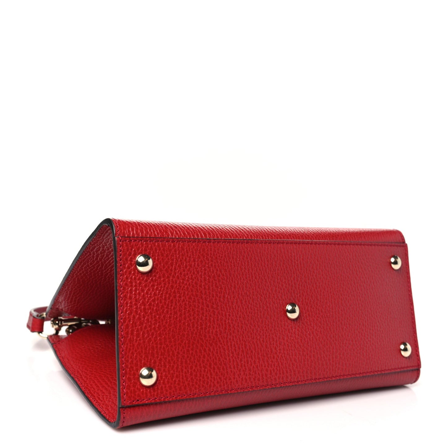 Gucci Dollar Calfskin Medium Soho Top Handle Satchel Hibiscus Red