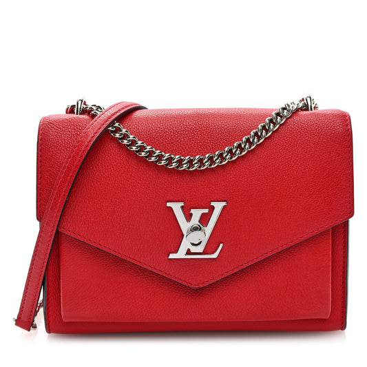 Louis Vuitton Soft Calfskin Mylockme Chain Bag BB Rubis