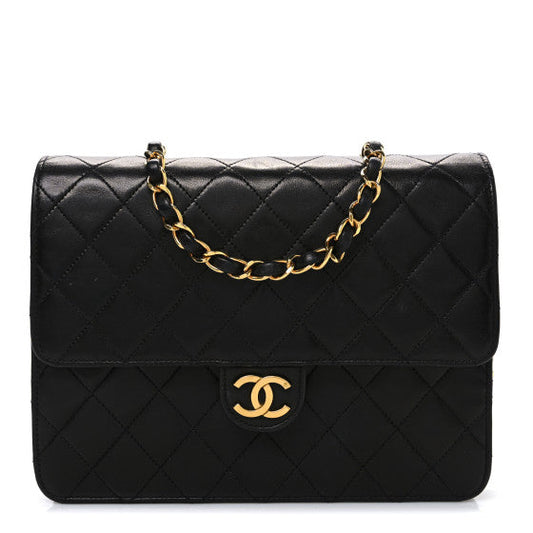 Chanel Lambskin Quilted Small Single Flap Bag Black