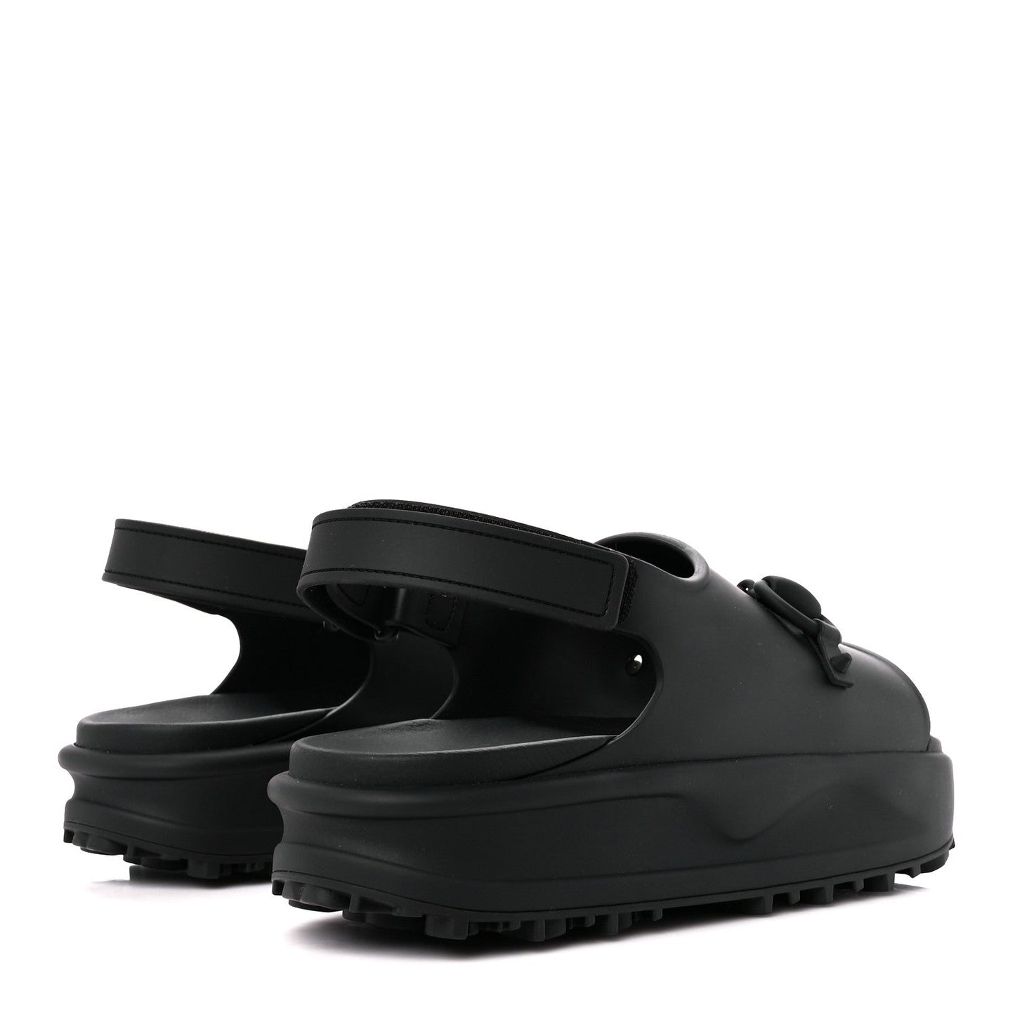 Gucci Soft Rubber Mens Horsebit Platform Slingback Sandals 9 Black