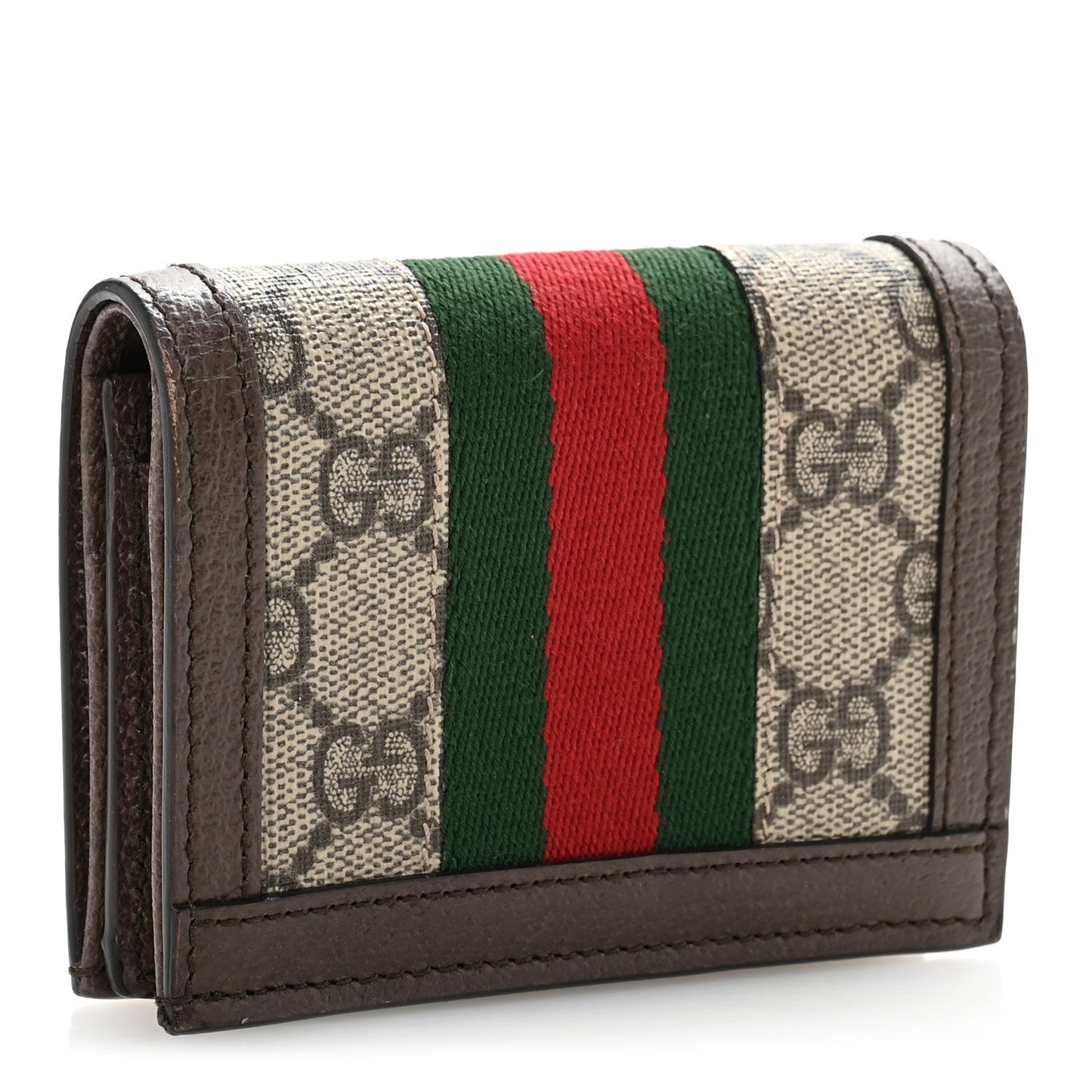 Gucci GG Supreme Monogram Web Ophidia Card Case Beige New Acero