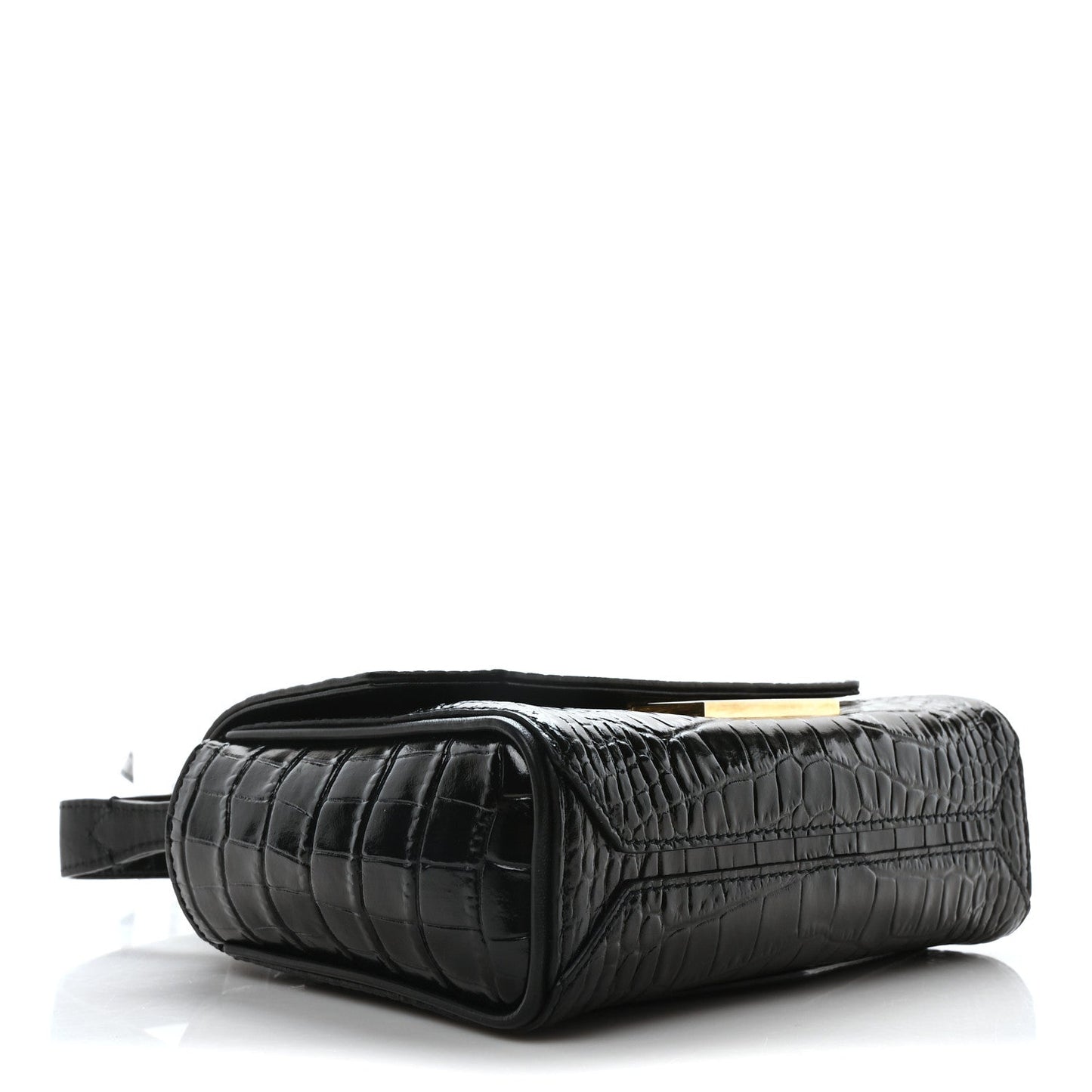 Givenchy Calfskin Crocodile Embossed Eden Mini Top Handle Black