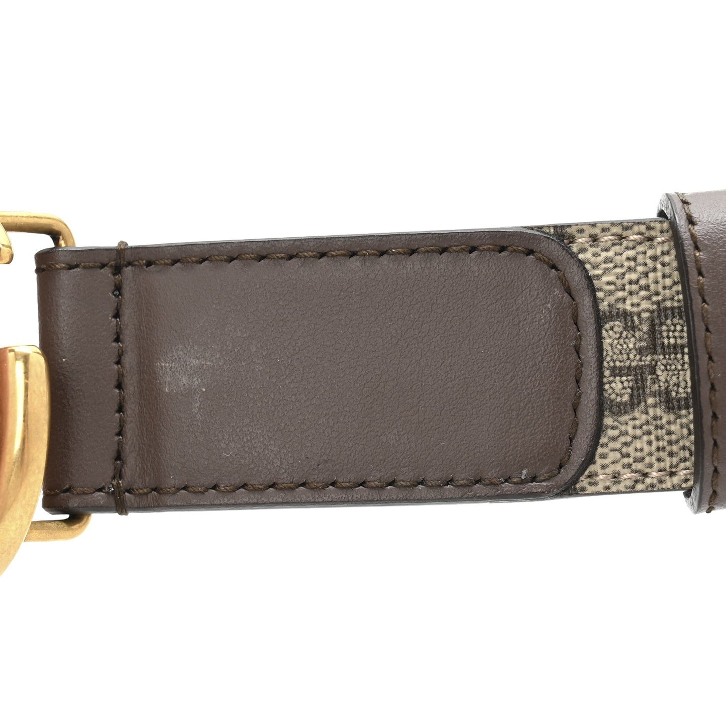 Gucci GG Supreme Monogram Matte Plutone Calfskin Double G 30mm Belt 80 32 Beige Ebony New Acero
