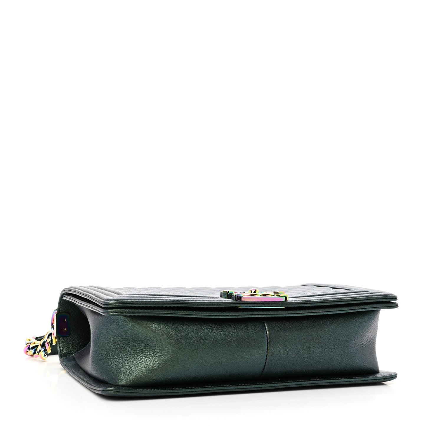 Chanel Iridescent Goatskin Quilted New Medium Boy Flap Green