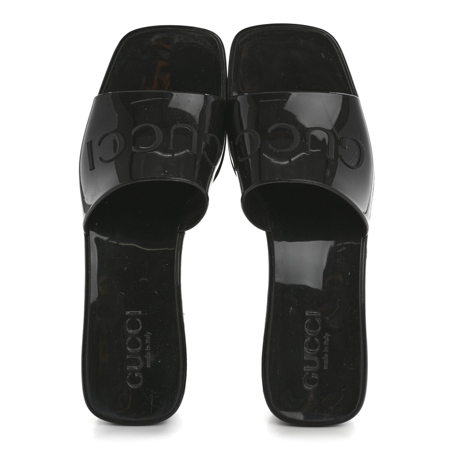 Gucci Rubber Logo Womens Platform 20/60mm Slide Sandals 35 Black