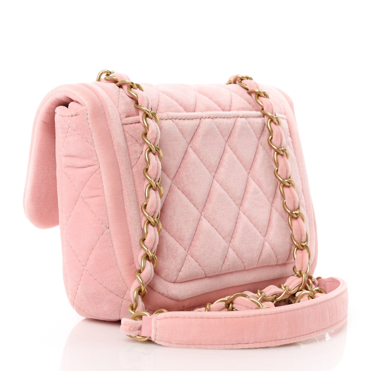 Chanel Velour Quilted Mini Double Frame Flap Rose