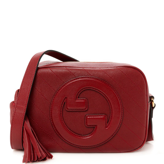 Gucci Sakai Be Green Calfskin Diagonal Stitched Small Blondie Shoulder Bag Rosso