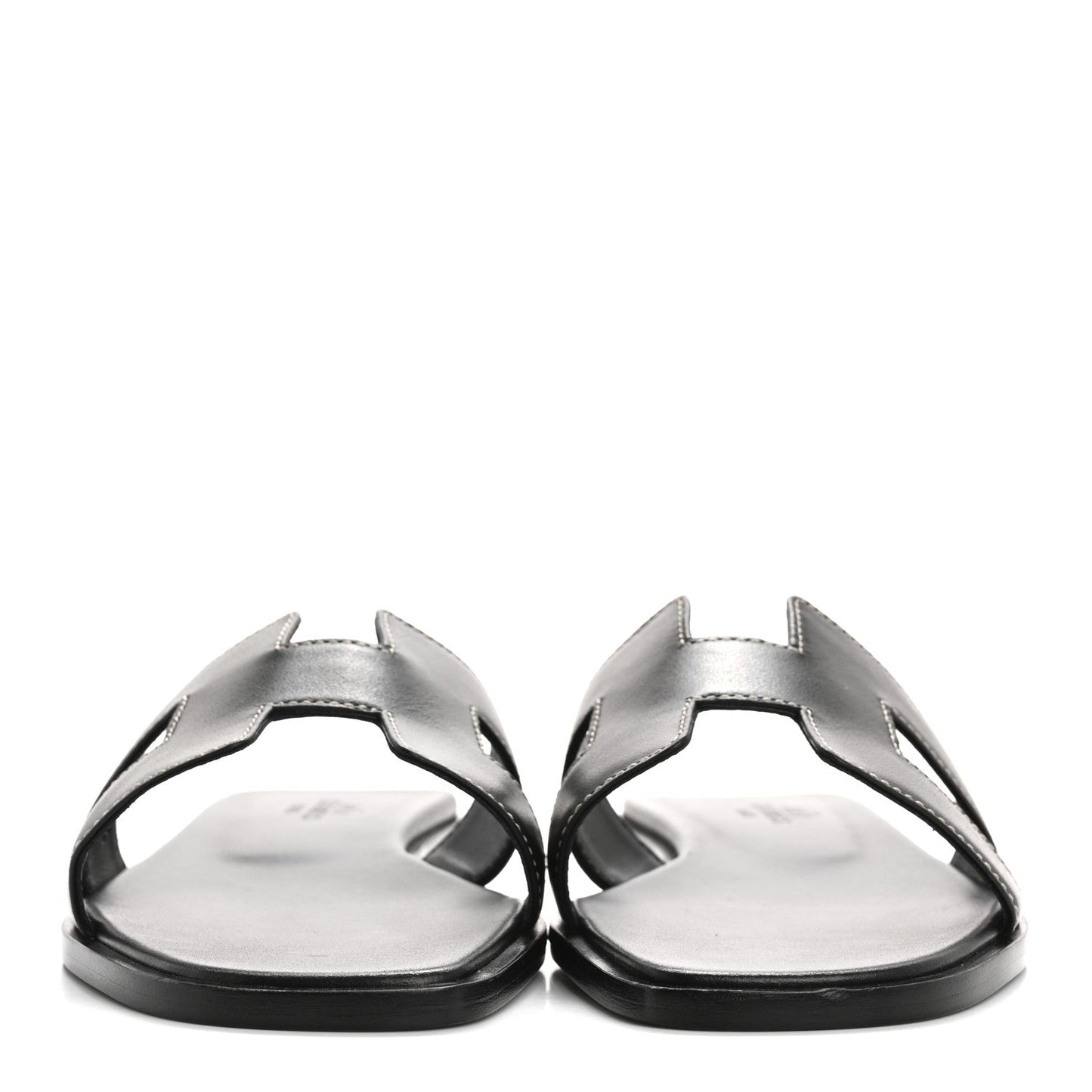 Hermes Box Calfskin Oran Sandals 36.5 Black
