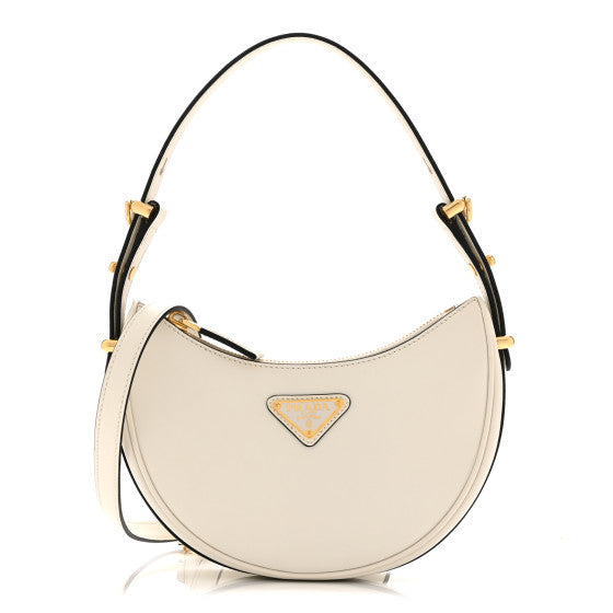 Prada Soft Calfskin Mini Arque Shoulder Bag White