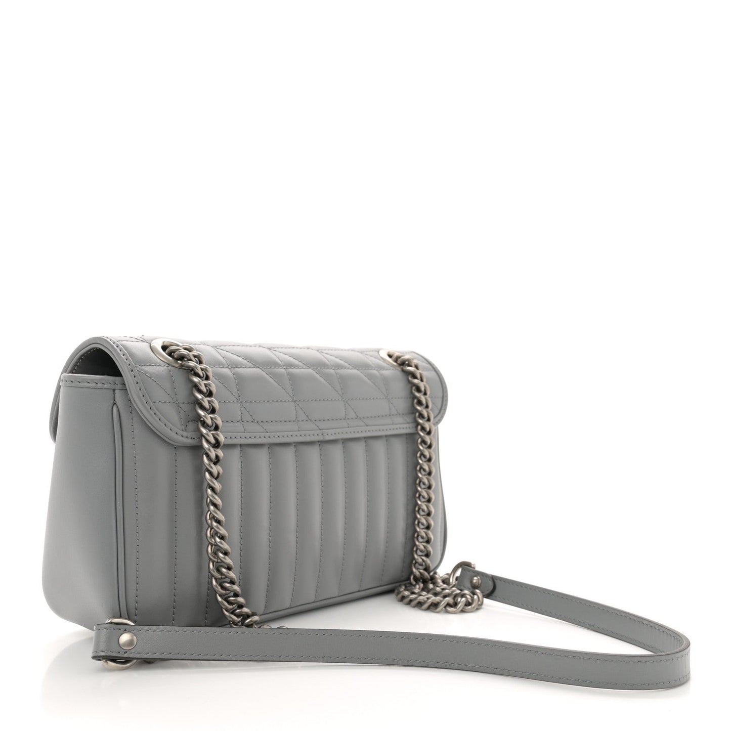 Gucci Calfskin Matelasse Aria Small GG Marmont Shoulder Bag Deep Grey