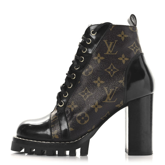 Louis Vuitton Patent Calfskin Monogram Star Trail Ankle Boots Black