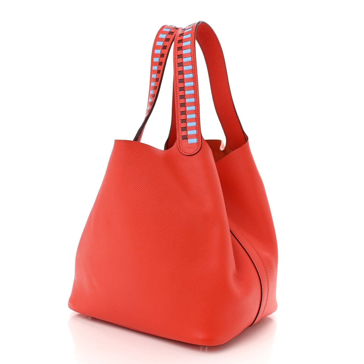 Hermes Epsom Tressage De Cuir Picotin Lock 22 MM Rouge Coeur Bleu du Nord Rouge H